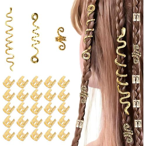 Kal-Accessoires Pour Dreadlocks Spirales Cheveux Clips, Manchettes Métalliques Réglables, Ornements De Cheveux Pour Coiffures Tressées, Accessoires De Cheveux Pirate Pour Femmes Hommes