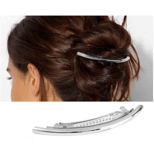 Kal-Barrettes Simples En Métal Argenté Barrette Courbe Barrette Longue Barrette Barrette Décorative Accessoires Cheveux En Métal Bijoux Pour Femme Coiffure(Argent2)