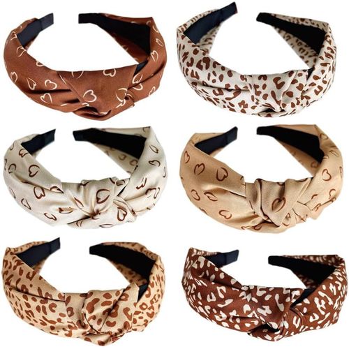 Kal-Bandeaux Imprimés Bohème, Extensibles Et Anti-Humidité - Torsadés - Vintage - Accessoires Pour Cheveux Mignons Pour Femme - Café (Archcoffee6)