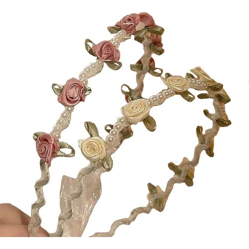 Kal-2pcs Couronne De Fleurs, Bandeau Cheveux Fille, Fleurs Cheveux Diademe Femme, Bijoux Cheveux Mariage Headband Floral, Femmes Bandeaux De Fleurs Pour Party Festival Beach Travle Mariage