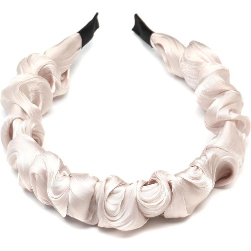 Kal-Serre-Tête Bandeau En Satin Pour Femme Accessoires De Cheveux Pour Filles- 1 Pièce(Blanc Perlé)