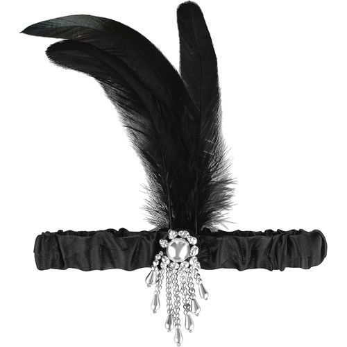 Kal-Bandeau À Plumes Des Années 20 | Bandeau Gatsby | Bandeau À Paillettes | Bandeau Rétro Charleston | Bandeau À Plumes | Bijoux De Cheveux 1920s | Accessoire Pour Femme