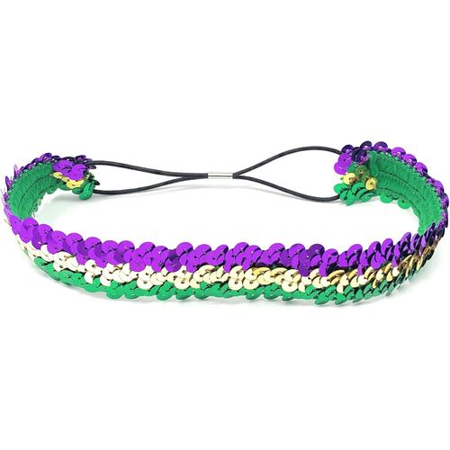 Kal-Bandeau De Déguisement En Polyester À Paillettes Pour Femmes Vert Or Et Violet 38 X 3 Cm
