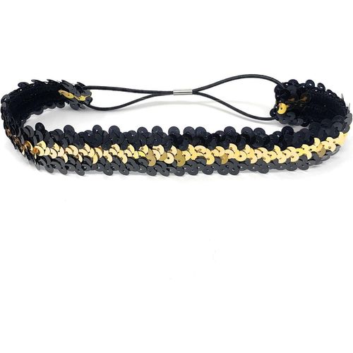 Kal-Bandeau De Déguisement En Polyester À Paillettes Pour Femme Doré Et Noir 38 X 3 Cm