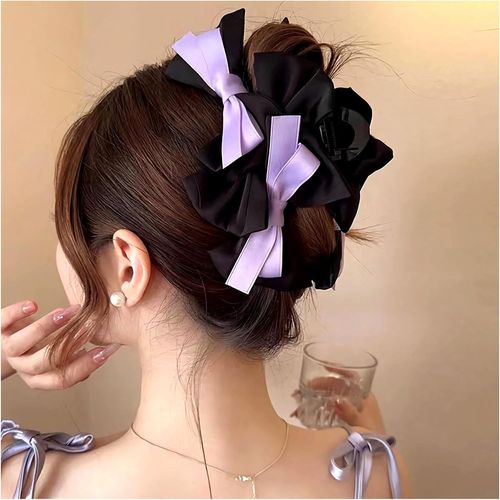 Kal-Pince À Cheveux Avec N?ud Papillon - Motif Cachemire Français - Grande Barrette À Cheveux - Accessoires De Coiffure Pour Femme (Violet)