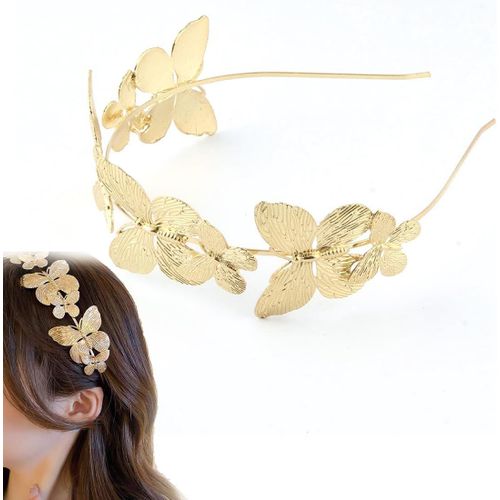 Kal-Couronne De Laurier Doré, Bandeau Papillon, Bandeau Grecque Romain Coiffe Cheveux Couronne Femme Accessoires, Bridal Coiffe De Mariage Feuille Serre-Tête Couronne Voyage, Photographie, Fête