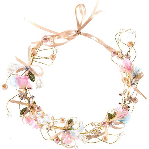 Kal-Couronne De Fleurs De Mariée, Florale Bandeau De Mariage, Serre-Tête Fleurs Strass Perles, Bandeau Couronne De Fleurs, Accessoires De Cheveux De Mariage Romantique Pour Party Festival Beach Travl