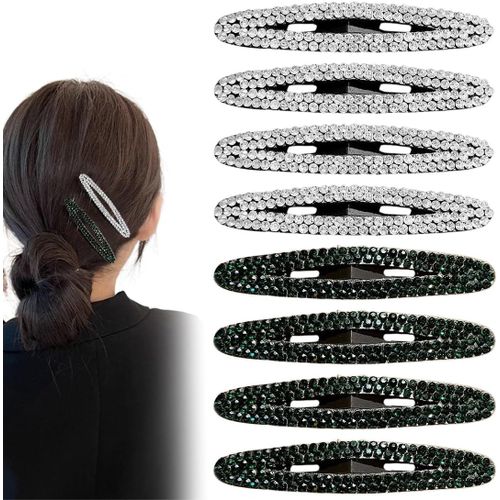 Kal-Strass Snap Pince À Cheveux En Métal Snap Pinces, 8 Pcs Pinces À Cheveux Élégantes Pour Femmes Barrettes À Cheveux Strass Épingles Bijoux Snap Barrettes À Cheveux
