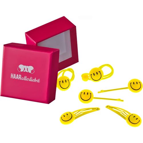 Kal-Ensemble De Bijoux Pour Cheveux (6 Pièces | Happy Emojis) Pour Enfants Avec Boîte De Rangement (Couleur De La Boîte : Rose)
