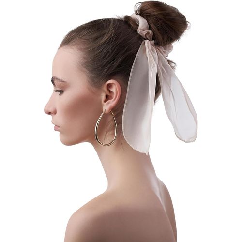 Kal-Chouchou À Cheveux En Tissu Pour Femme Et Fille Avec Foulard (Beige)