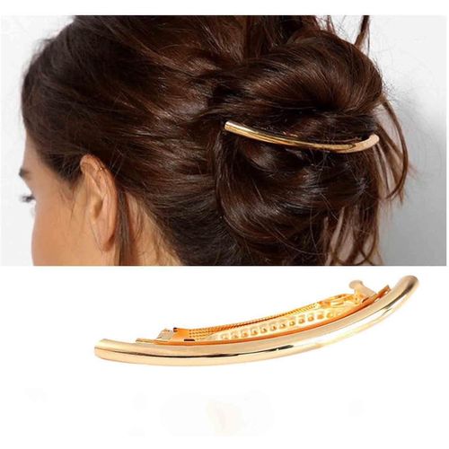 Kal-Barrettes Simples En Métal Doré Barrette Courbe Barrette Longue Barrette Barrette Décorative Accessoires Cheveux En Métal Bijoux Pour Femme Coiffure(Doré2)