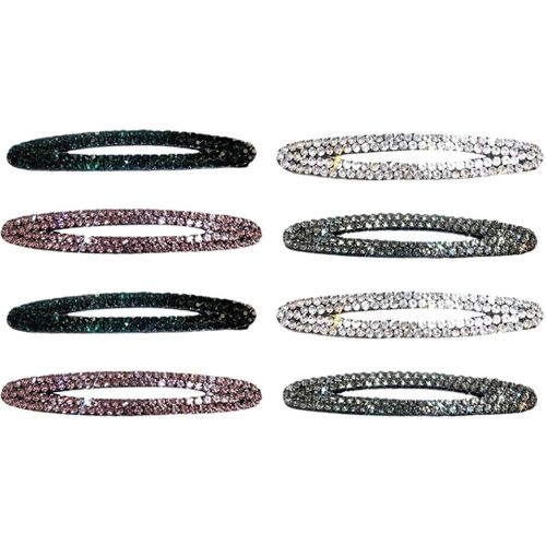 Kal-8 Pcs Strass Snap Pince À Cheveux En Métal Snap Pinces, Pinces À Cheveux Élégantes Pour Femmes Barrettes À Cheveux Strass Épingles Bijoux Snap Barrettes À Cheveux