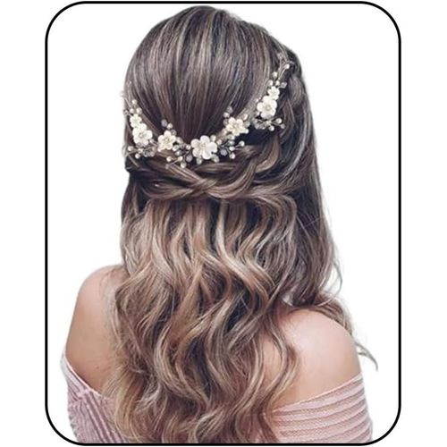 Kal-Mariée Cheveux De Mariage Vigne Fleur Accessoires De Cheveux Bandeau Cristal De Mariée Casque Pour Femmes Et Filles (Or Rose)