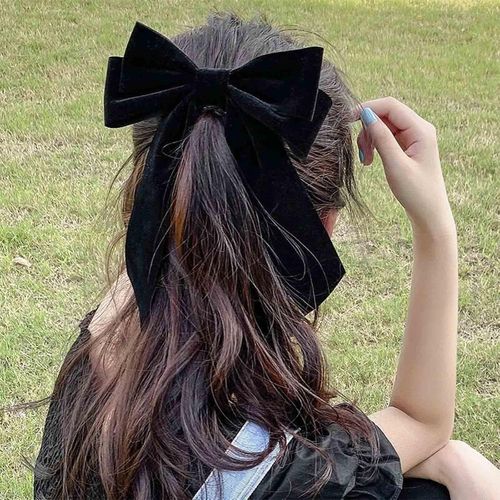 Kal-Pince À Cheveux Avec N?ud En Velours Noir Longue Épingle À Cheveux Avec N?ud En Ruban Grandes Barrettes À Cheveux En Bec De Canard Accessoire De Cheveux Bijoux Pour Femmes Et Filles