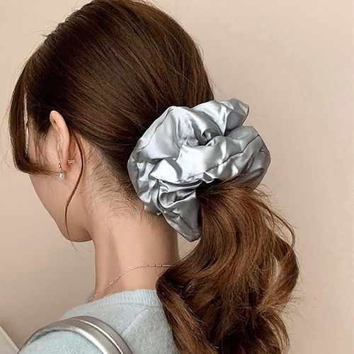 Kal-Grands Chouchous En Satin De Soie Bleu Chouchous Pour Cheveux Surdimensionnés En Satin Bleu Doux Cravates Pour Cheveux Gros Épais Jumbo Cravates Pour Cheveux Exagérées Énorme Chouchou