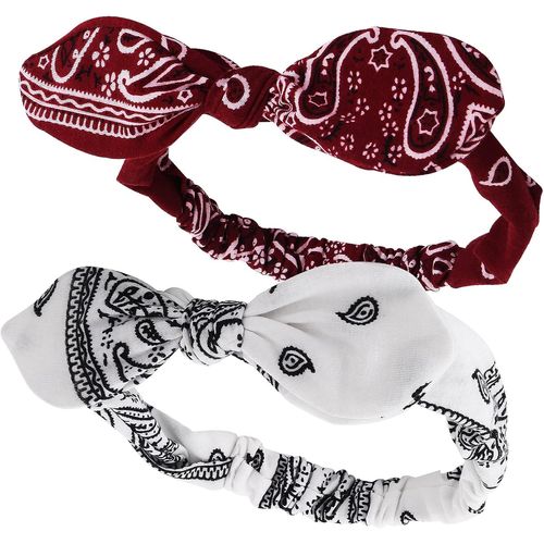 Kal-Lot De 2 Bandeaux Pour Cheveux Avec N?ud Papillon Et N?ud Épais Extensible Style Vintage Des Années 90 Accessoire Pour Perruque Tenue Occidentale Tissu Tendance Pour Femme