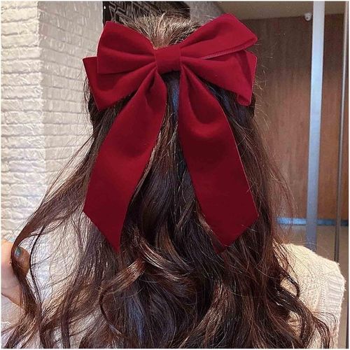 Kal-Pince À Cheveux Avec N?ud En Velours Rouge Longue Épingle À Cheveux Avec Ruban Gros N?ud Fait À La Main Barrettes Pour Cheveux De Fée Accessoire De Coiffure Pour Femmes Et Filles