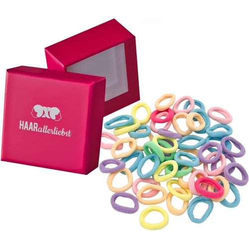 Kal-® Lot De 50 Petits Élastiques À Cheveux Colorés De 20 Mm Pour Filles - Avec Boîte De Rangement - Idéal Pour Les Enfants Et Les Femmes - Multicolore