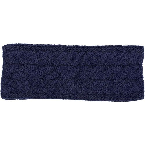 Kal-Bandeau Tricoté Uni Pour Femmes Avec Motif De Câbles, Doublure En Polaire Thermique, Bandeau D'hiver Uni 04026058, Couleur:Bleu Foncé