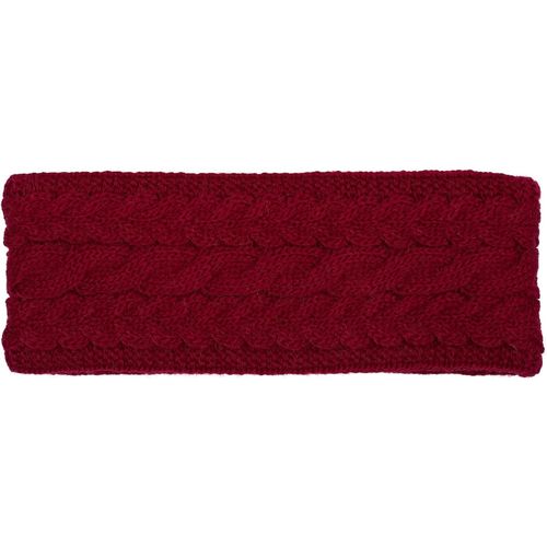 Kal-Bandeau Tricoté Uni Pour Femmes Avec Motif De Câbles, Doublure En Polaire Thermique, Bandeau D'hiver Uni 04026058, Couleur:Bordeaux-Rouge