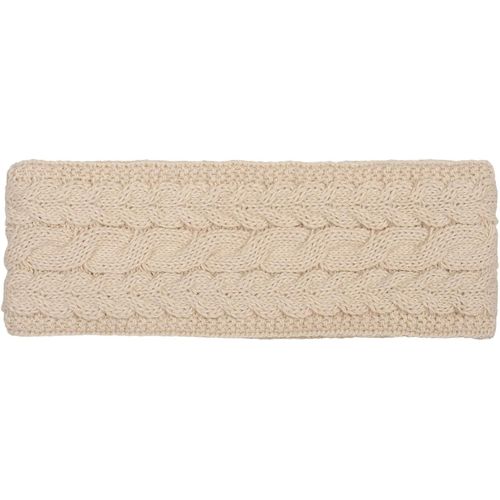 Kal-Bandeau Tricoté Uni Pour Femmes Avec Motif De Câbles, Doublure En Polaire Thermique, Bandeau D'hiver Uni 04026058, Couleur:Beige