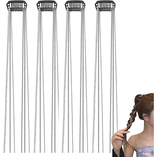 Kal-Chaînes De Cheveux Strass Chaînes De Pinces À Cheveux Brillante Barrette 4 Pièces Punk Crystal Tassel Cristal Brillant Bijoux Pour Femmes Et Filles Partie Anniversaire