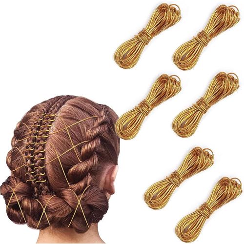 Kal-6pièces 5m Cheveux Tresse Manchette Bijoux Cheveux Tresse Africaine Bijoux De Cheveux Spiral Coils Anneaux De Tressage Pour Cheveux Décoration Pour Cheveux Cadeau De Décoration (Or)