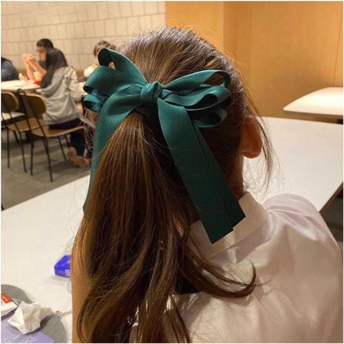 Kal-N?uds À Cheveux Bohème, Soyeux, En Satin, Vert, En Satin, Barrettes À Cheveux, Clip Uni, N?ud, Épingle À Cheveux, Couvre-Chef, Queue De Cheval Française, Accessoire De Bijoux (Vert)