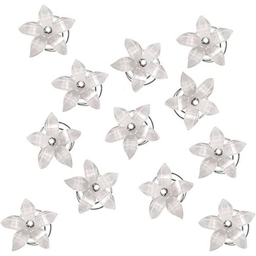 Kal-12pcs Belle Fleur De Cristal Spirale Perle Pince À Cheveux, Bijoux ¿De Mariée Épingles À Cheveux, Twists Cheveux Clips Pins