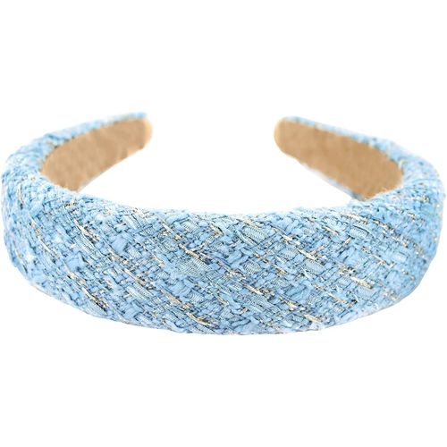Kal-Serre-Tête Large Avec Tissu En Tweed Rembourré \U2013 Magnifique Bandeau Pour Cheveux \U2013 Serre-Tête Pour Cheveux Hrk8 (Bleu)