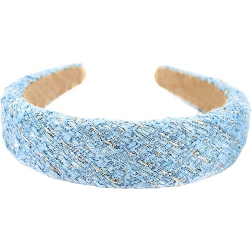 Kal-Serre-Tête Large Avec Tissu En Tweed Rembourré \U2013 Magnifique Bandeau Pour Cheveux \U2013 Serre-Tête Pour Cheveux Hrk8 (Bleu)