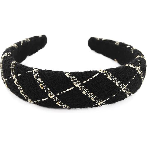 Kal-Serre-Tête Large Avec Tissu En Tweed Rembourré \U2013 Magnifique Bandeau Pour Cheveux \U2013 Serre-Tête Pour Cheveux Hrk8 (Noir)