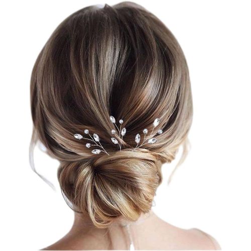 Kal-Épingles À Cheveux Mariage Perles Cristal Barrette Cz Strass Épingles À Cheveux Barrette Épingles À Cheveux Perles D'or Fausse Perle Coiffes Accessoires Pour Femmes 3 Pièces
