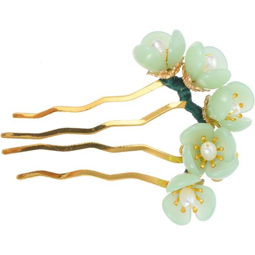 Kal-1pièce Épingle À Cheveux Jade Classique Avec Fleur Accessoire Élégant Pour Cheveux Décoration Raffinée Pour Soirées Et Mariages