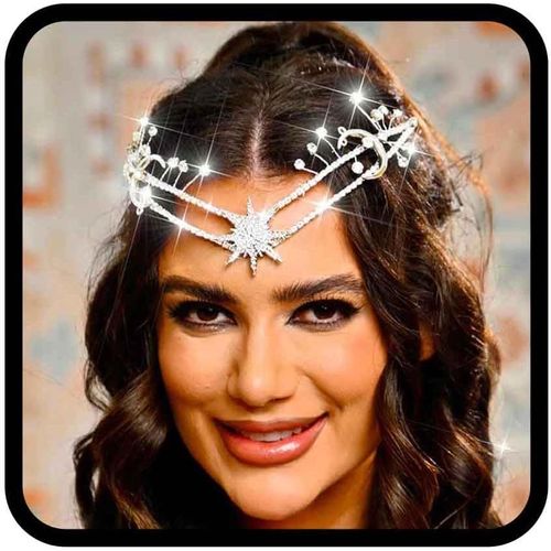 Kal-Bandeau De Mariée En Forme D'étoile Avec Lune Et Strass - Accessoire De Cheveux Pour Femme - Argenté