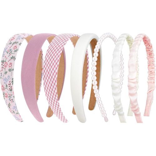Kal-7 Pièces Serre-Tête Set Dames, Bandeau Antidérapant Pour Filles, Bandeaux À La Mode Pour Dames Bandeaux En Perles Bandeaux Scintillants Accessoires Pour Cheveux Pour Dames Filles