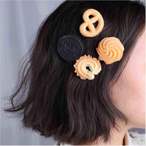 Kal-Barrette Cheveux Biscuit Pinces À Cheveux Marron Pinces À Cheveux Biscuit Pinces À Cheveux Biscuit Artificiel Accessoires Décoratifs Bijoux Pour Femmes(4pcs)