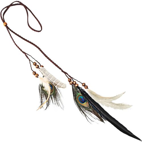 Kal-Accessoires De Cheveux Indiens Pour Femme - Bandeau Tressé À Plumes - Accessoire De Carnaval, Bandeau Bohème Indien Avec Serre, Bandeau Vintage Bohème À Plumes, Bandeau De Festival Avec Plumes