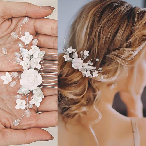 Kal-Accessoire De Cheveux De Mariage Élégant - Tiara Fleurie Avec Strass Et Perles En Cristal Pour Mariées Et Demoiselles D'honneur - Bijoux Raffinés Pour Femmes Et Filles