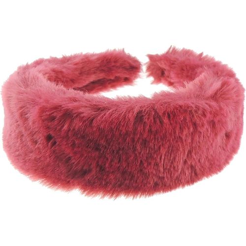Kal-Serre-Tête En Fausse Fourrure Épaisse Et Douce Pour Femmes Et Filles - Style Bohème Vintage - Hiver - Noël - Anniversaire De Mariage - Demoiselle D'honneur - Accessoires Pour Cheveux - Bordeaux