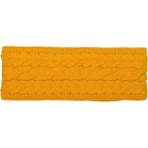 Kal-Bandeau Tricoté Uni Pour Femmes Avec Motif De Câbles, Doublure En Polaire Thermique, Bandeau D'hiver Uni 04026058, Couleur:Curry
