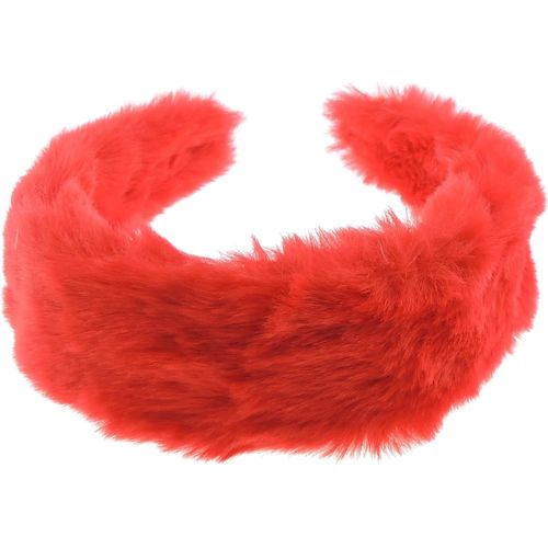 Kal-Serre-Tête En Fausse Fourrure Épaisse Et Douce Pour Femme, Style Bohème, Long, Court, Fin, Épais, Hiver, Noël, Anniversaire, Mariage, Demoiselle D'honneur, Fête (Rouge)