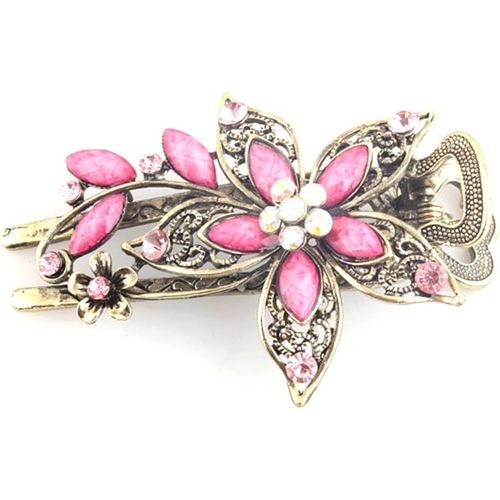 Kal-Barrettes À Cheveux Vintage Avec Fleur En Cristal Pour Femme Vert - 1 Unité (Lot De 1)