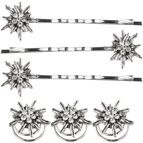 Kal-3 Pièces Pinces À Cheveux Edelweiss Et 3 Pièces Pinces À Ressort Edelweiss Pinces À Cheveux Vintage Pour Femme Bijoux D'edelweiss Fantaisie Pour Fête De Bière Traditionnelle