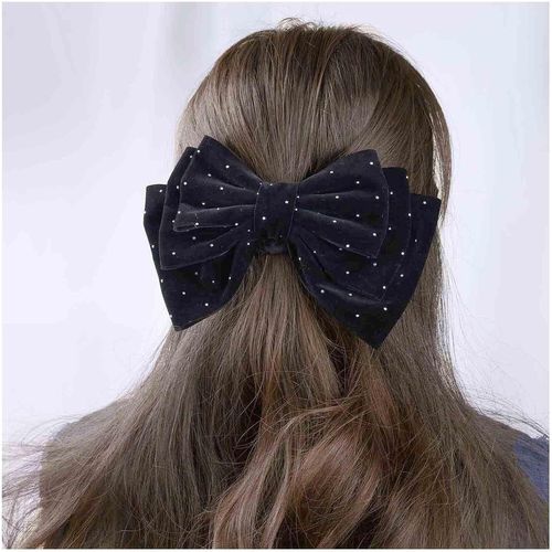 Kal-Barrette À Cheveux Noir, Pince À Cheveux Avec N?ud En Velours, Accessoires De Coiffure Pour Femmes, 1 Unité