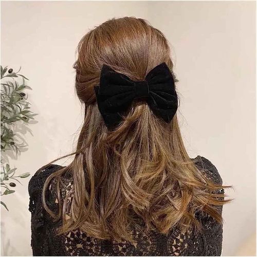 Kal-Grands Clips De Cheveux En Arc Français Barrette Barrette En Velours Noir Barrette En Satin Bowknot Hairclips Big Velvet Barrette Clip Bowknot Accessoires De Cheveux Décoratifs Bijoux(Black2)