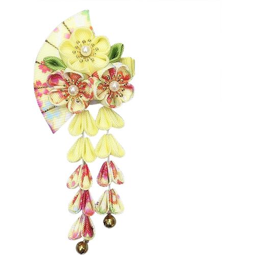 Kal-Barrettes À Cheveux Japonaises Pour Filles - Joli Kimono - Franges Japonaises - Accessoires De Cheveux - Kimono Geisha - Chouchou À Cheveux - Fleur - Accessoire De Cheveux Exquis De Mariée