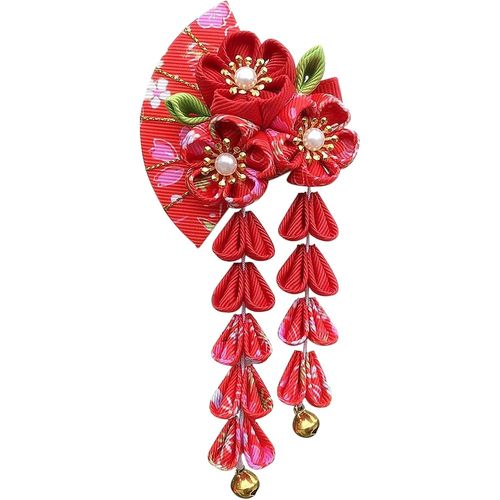 Kal-Barrettes À Cheveux Japonaises Pour Filles - Joli Kimono - Franges Japonaises - Accessoires De Cheveux - Kimono Geisha - Chouchou À Cheveux - Fleur - Accessoire De Cheveux Exquis De Mariée