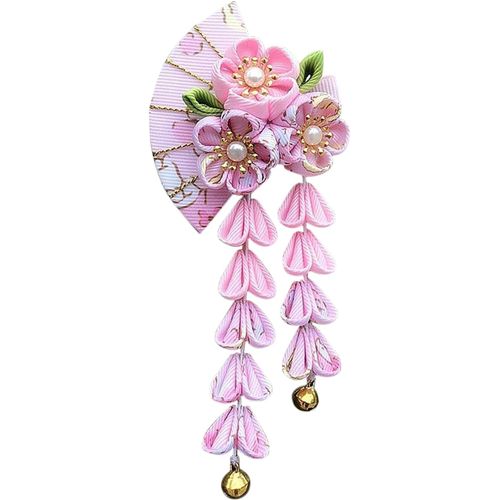 Kal-Barrettes À Cheveux Japonaises Pour Filles - Joli Kimono - Franges Japonaises - Accessoires De Cheveux - Kimono Geisha - Chouchou À Cheveux - Fleur - Accessoire De Cheveux Exquis De Mariée
