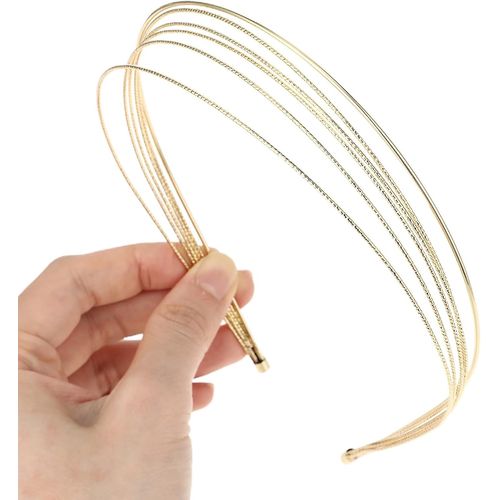 Kal-Lot De 2 Bandeaux Fins Multicouches En Métal Pour Femmes Tendance Et Élégant Chapeaux Dorés Accessoires De Cheveux Dorés Pour Femmes Et Filles